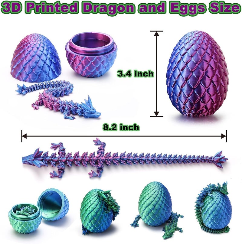 Rapean 3D Printed Dragon Eggs with Dragon Inside – Fantasy Tabletop Decor, 3D Printing Toys for Kids & Adults – Unique Desktop Decoration & Collectible – Christmas Ornament & Stocking Stuffers (4 Pack) - Image 3